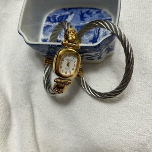 Gold and Silver Cable Bracelet Watch